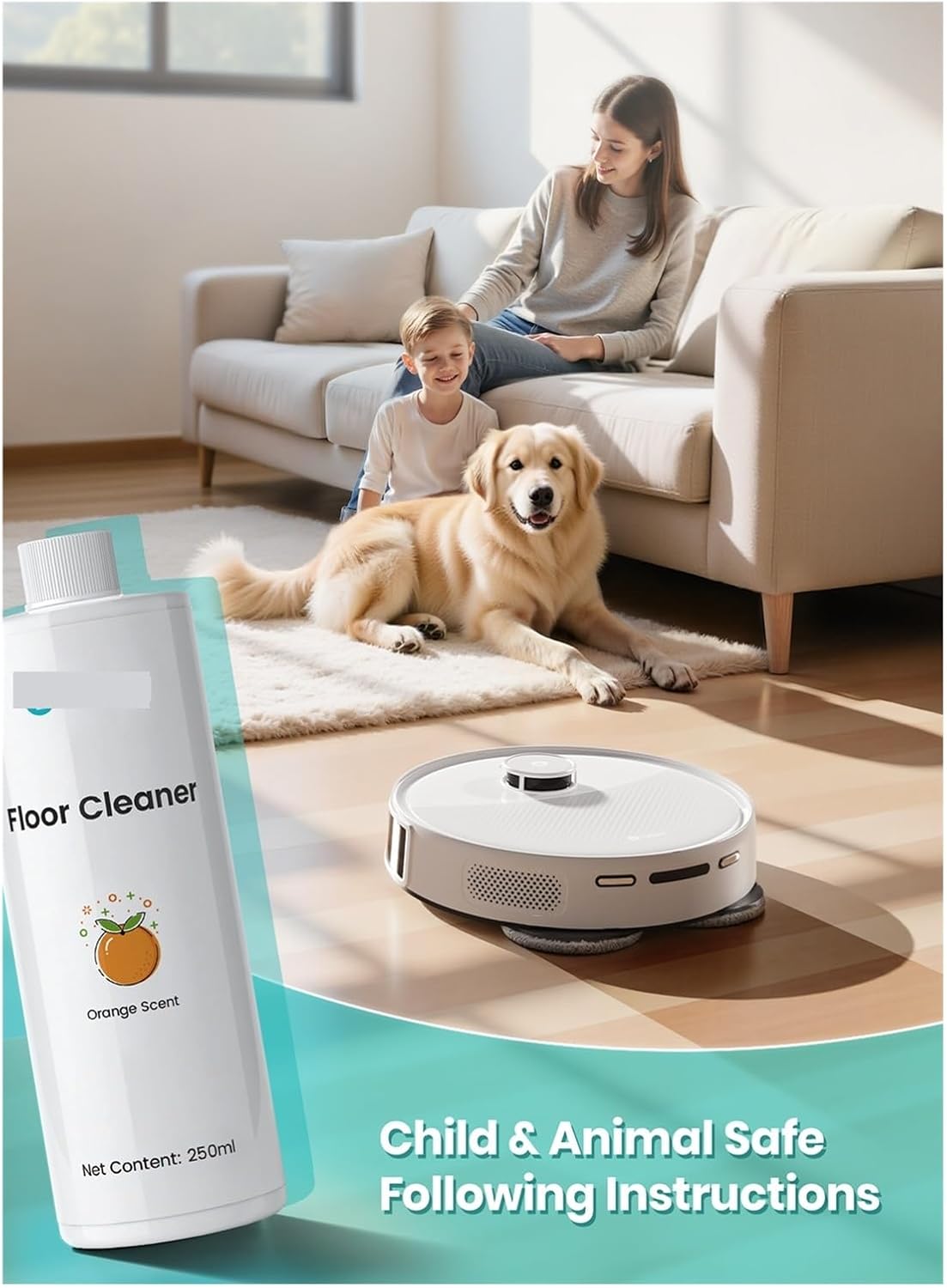 250ml Vacuum Cleaner Cleaning Solution, Compatible For Lefant ，M3 M3L LS100，Floor Cleaning Solution For Robotic Vacuum Cleaners(5pcs)