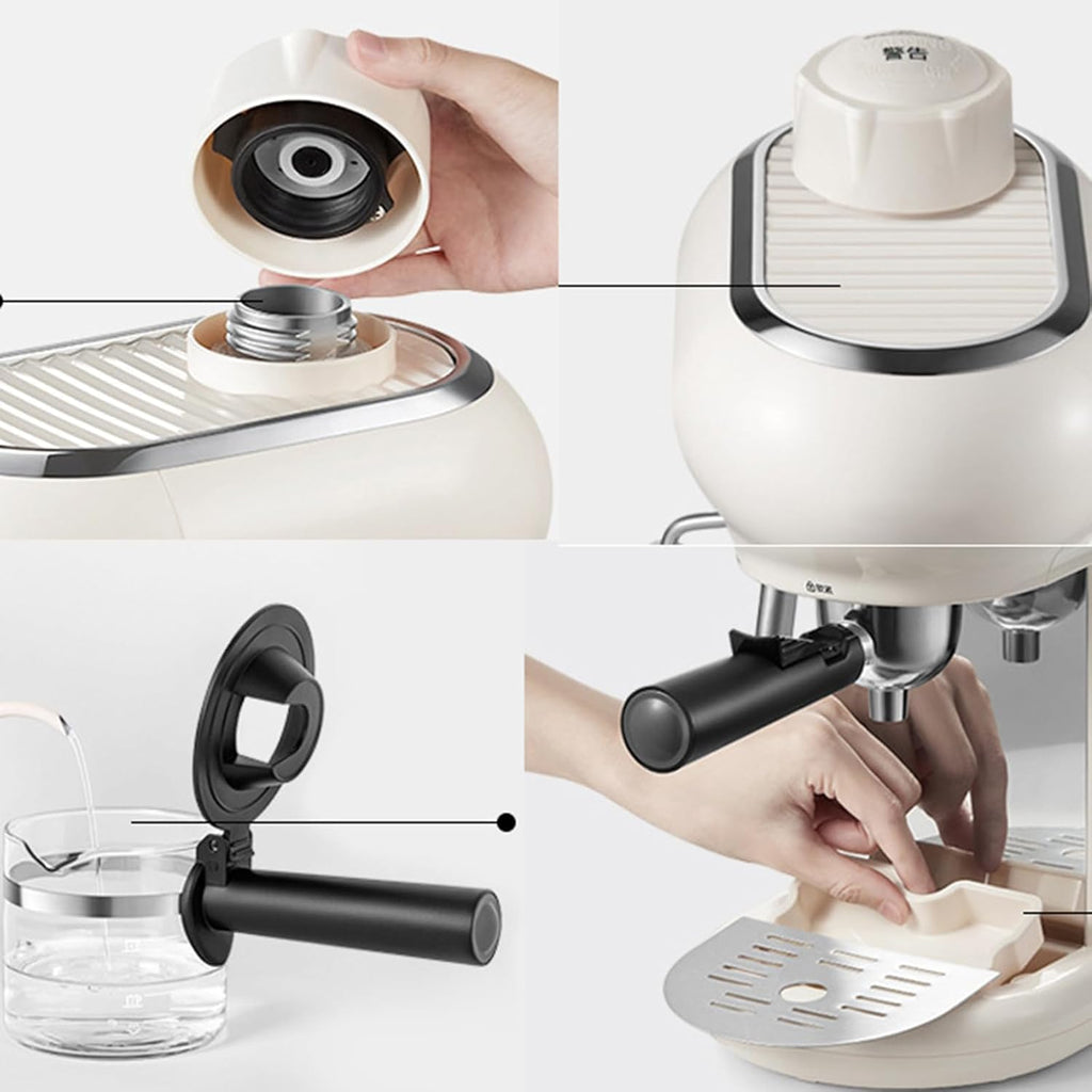 Home Retro Coffee Machine, Semi Automatic Espresso Machine, with Steam Frother, 5bar, Water Tank 240ml, 15s High Pressure Extract