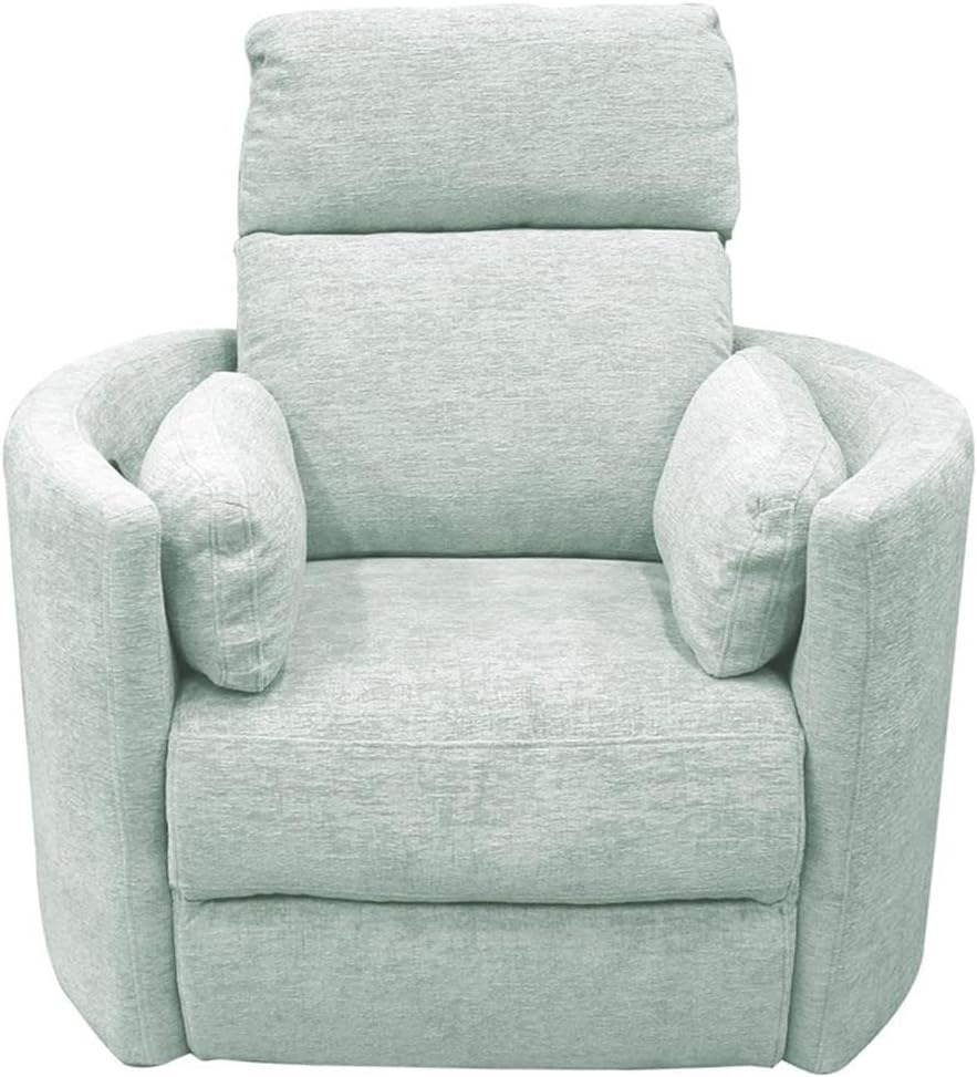 Pemberly Row Fabric Power Swivel Glider Recliner Chair in Green with USB Charging Ports and 2 Comfort Pillows for Living Room