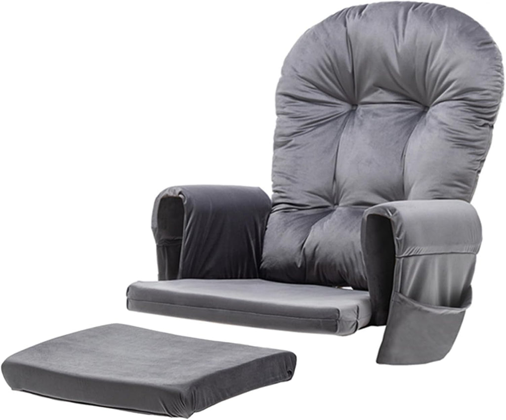 SyyBhb Glider Rocker Replacement Cushions with Storage Pocket, 5PCS, Soft Velvet Thickened, Washable Nonslip, Universal for Use in Glider Rocking Chair, Dark Grey