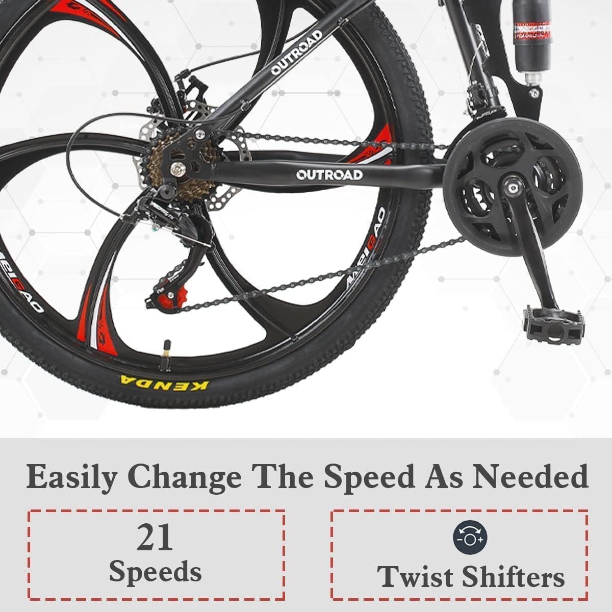 26 ich Folding Mountain Bike, 21 Speed High Carbon Steel Mountain Bike for Adults with 26 Inches Durable Tires, Front Suspension Folding Bicycle for Women and Man | 26 ich, High Carbon Steel, Durable Tires, Front Suspension, Folding Bicycle
