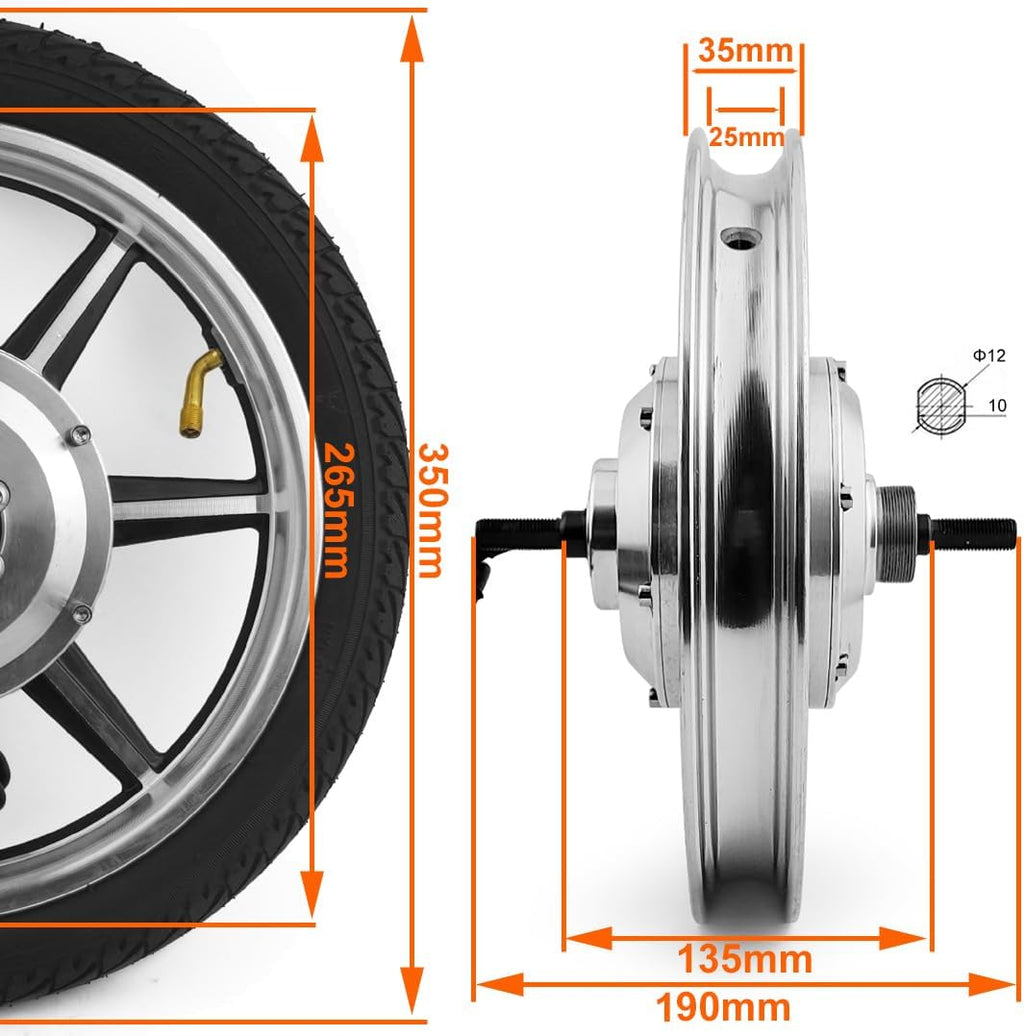 36v 350w 14 Inch Rear Drive Hub Brushless Gear Motor Wheel for Bike