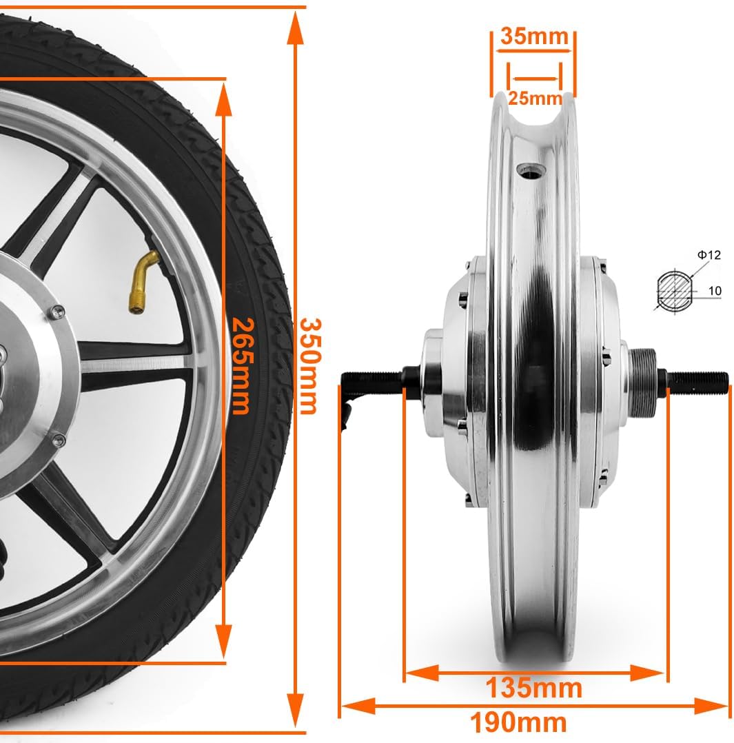 36v 350w 14 Inch Rear Drive Hub Brushless Gear Motor Wheel for Bike
