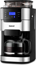 Gevi 10-Cup Drip Coffee Maker with Burr Grinder | Programmable Timer, 1.5L Water Tank, Reusable Filter, Warming Plate, All-in-One Brew & Grind Coffee Machine