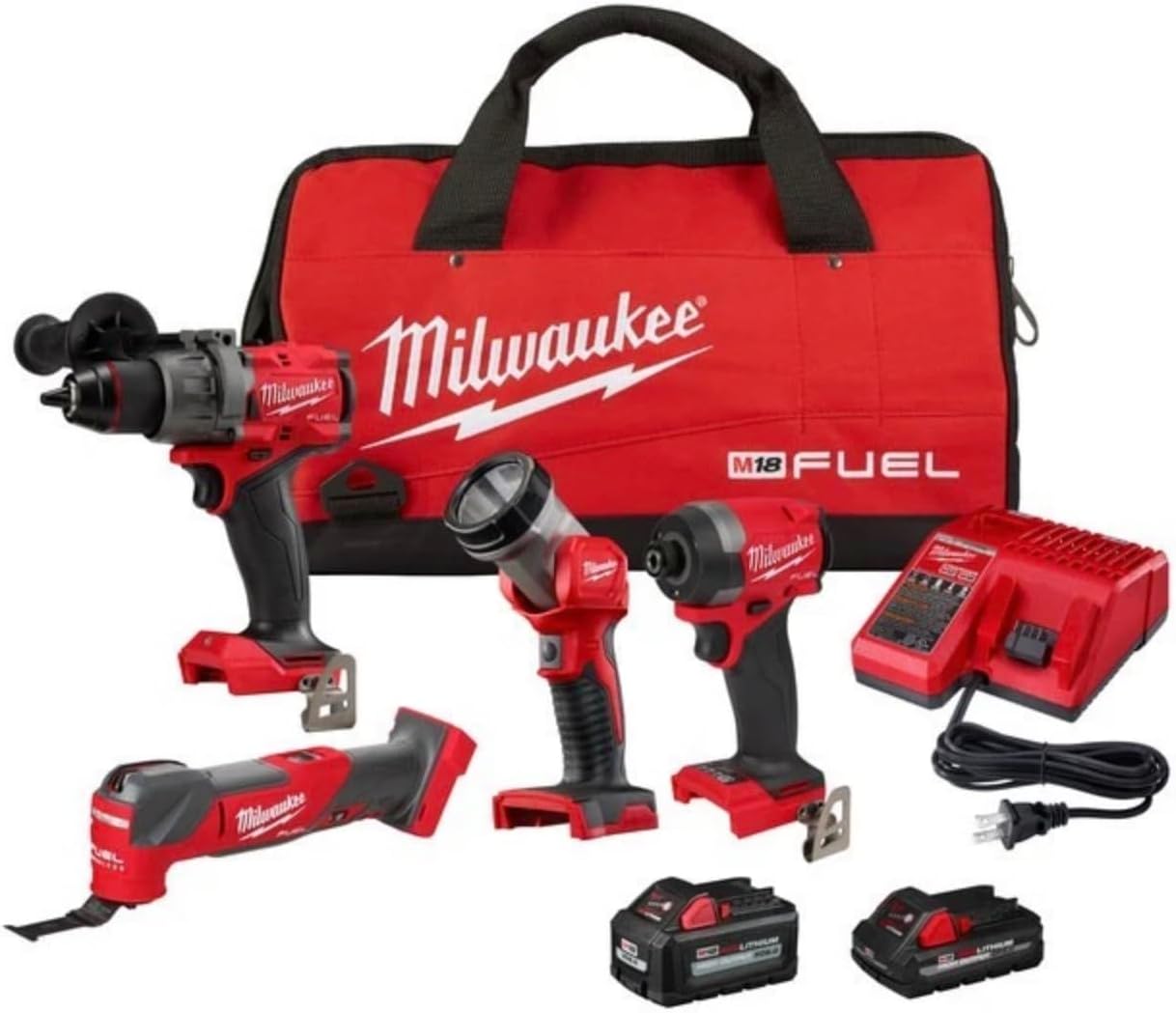 Milwaukee 3698-24MT 18V Fuel 4-Tool Cordless Combo Kit with 6.0Ah 3.0Ah Lithium Ion Batteries