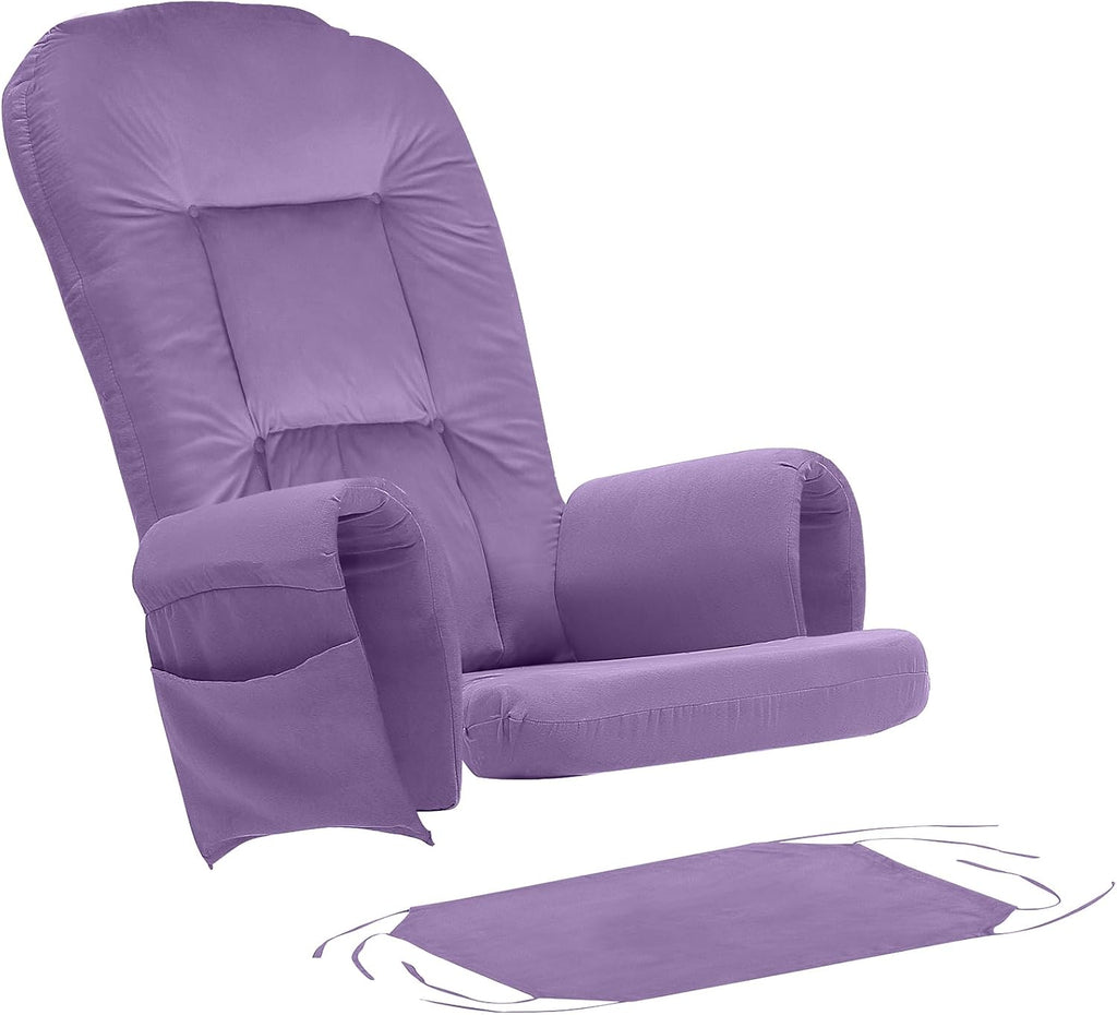 BECHAEO 5PCS Velvet Glider Rocker Replacement Cushions with Ottoman Cover Soft Thicken Rocking Chair Cushion Set for Indoor Nursery Glider Rocking Chair, Lavender