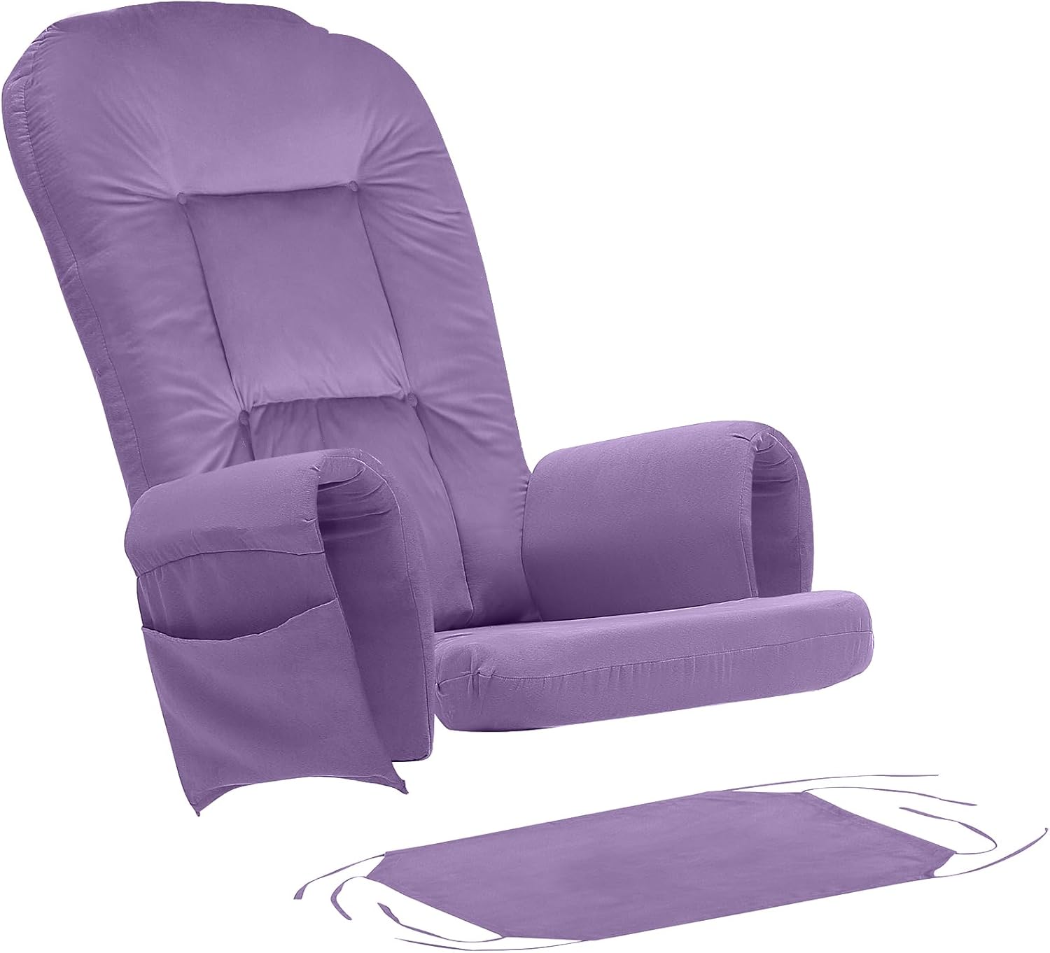 BECHAEO 5PCS Velvet Glider Rocker Replacement Cushions with Ottoman Cover Soft Thicken Rocking Chair Cushion Set for Indoor Nursery Glider Rocking Chair, Lavender