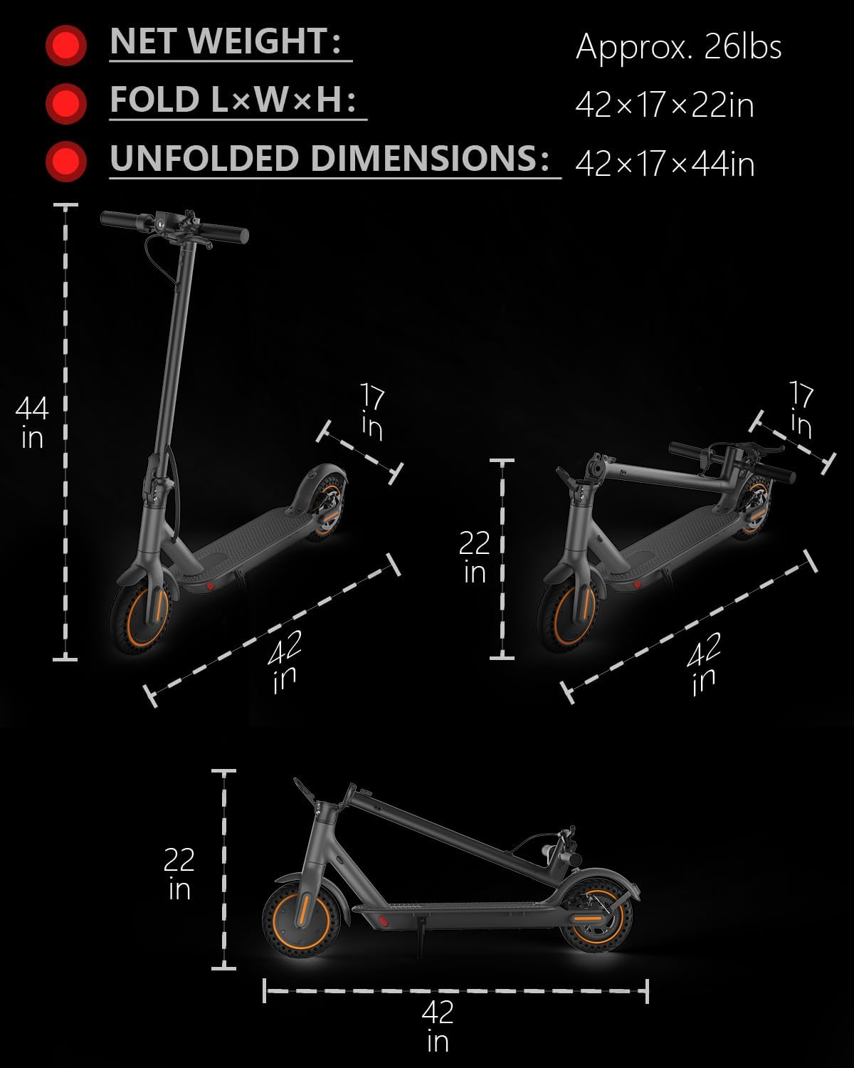 Electric Scooter for Adults，8.5' Solid Tires, Max 19 Mph Speed, 19 Miles Long Range, 264 lbs Load, 350W Motor, Foldable E-Scooter for Adults with Dual Braking System & App Control