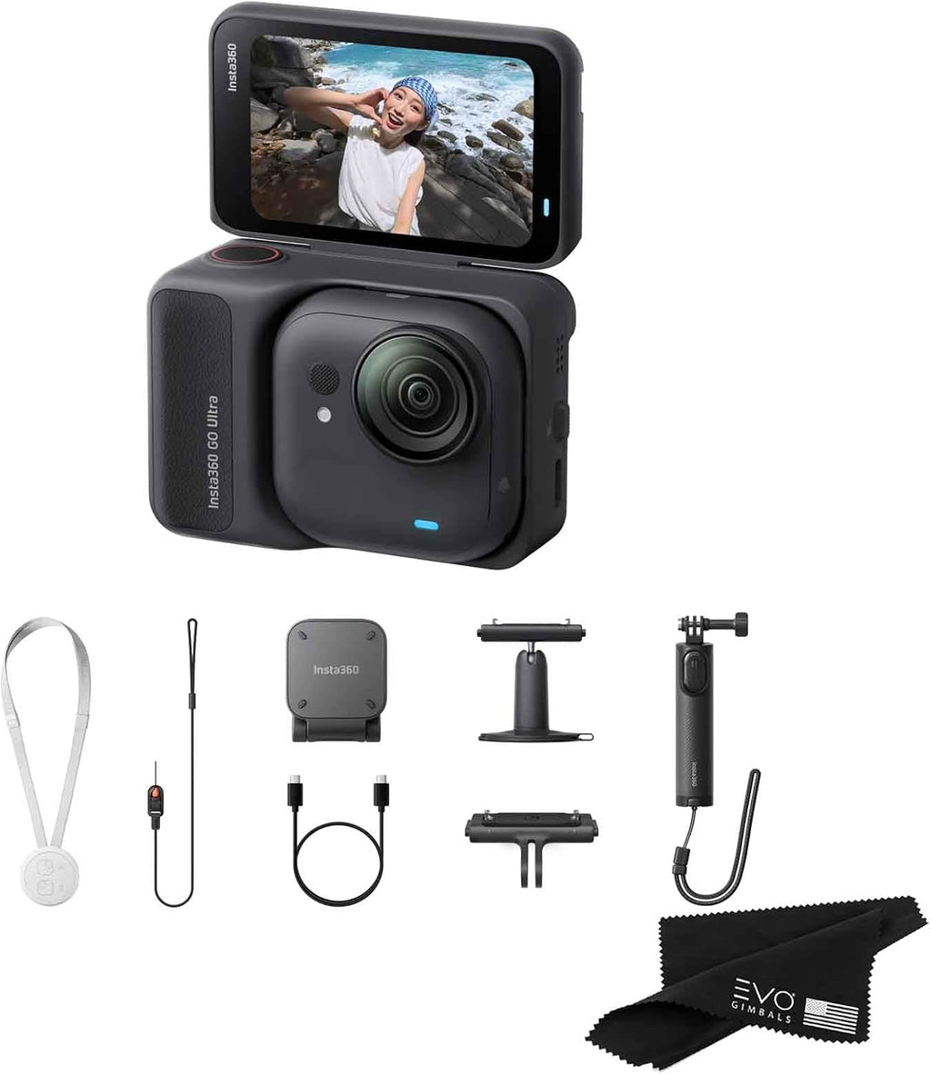 Insta360 GO Ultra Creator Bundle Midnight Black - Tiny Mighty Hands-Free 4K Cam, Lightweight, Low Light Excellence, Mount Anywhere, FlowState Stabilization, 200 Min Battery Life
