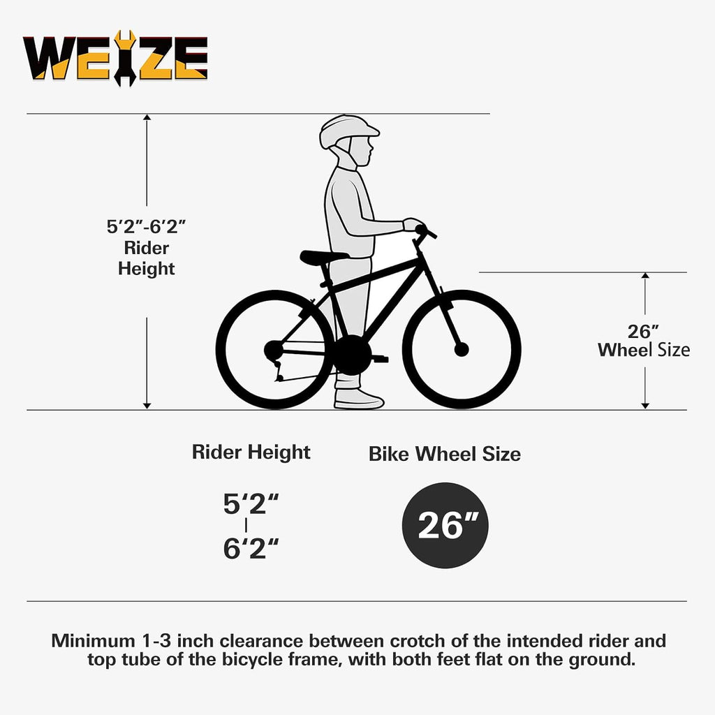 WEIZE Mountain Bike 26 27.5 inch Outdoor Cycling Bike 18-Speed/High-Carbon Steel/Dual Full Suspension, Adjustable Ergonomic Seat for Men Women Adult, MTB Bicycle with Suspension Fork
