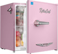 Upstreman 1.7 Cu.Ft Retro Mini Fridge, Low Noise, Energy Saving, Adjustable Thermostat, Single Door, Side Bottle Opener, Metal Handle, Compact Refrigerator for Office, Bedroom, Dorm-FR17 PRO (Pink)