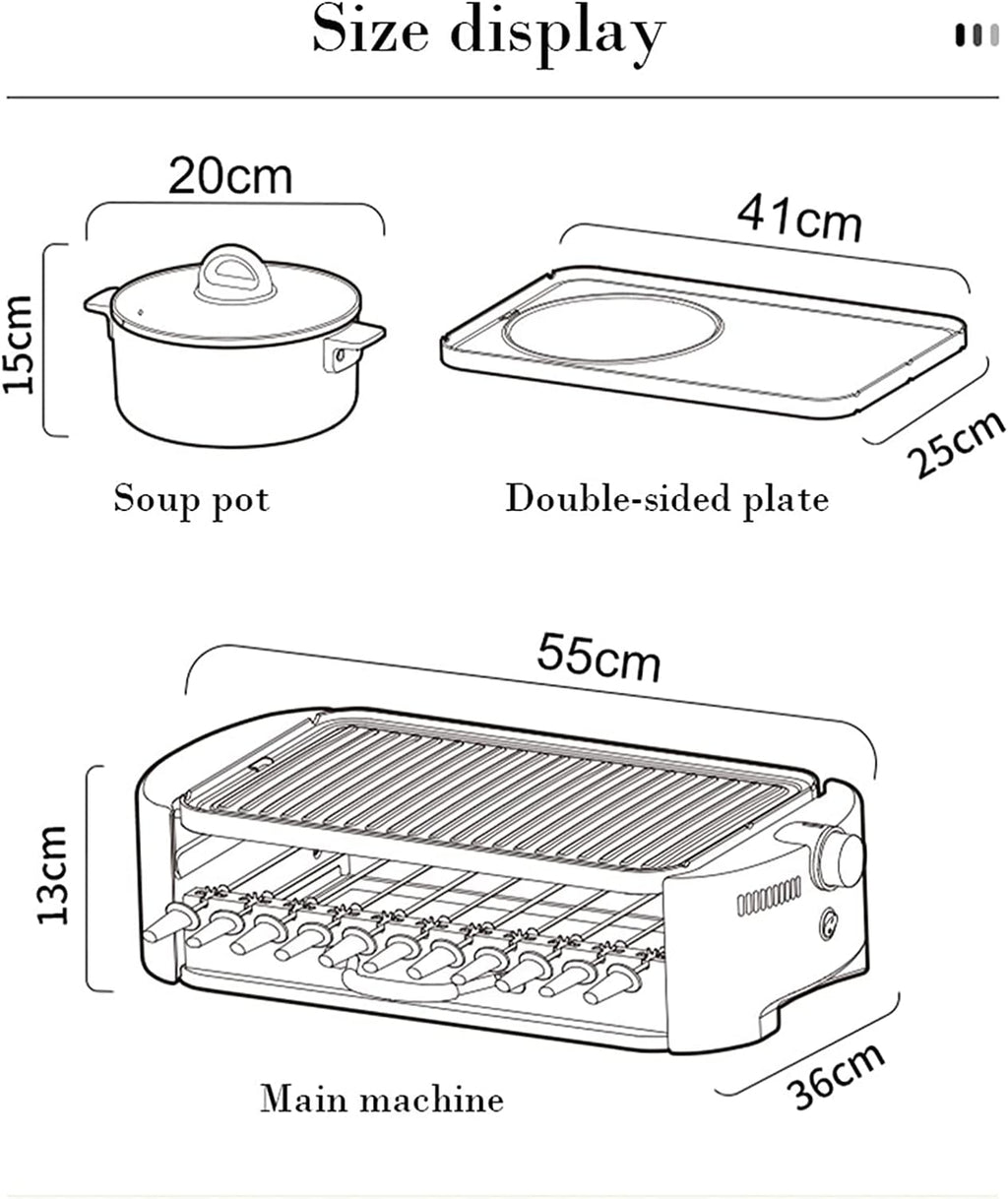 Electric BBQ Grill Indoor Portable Electric Grill, Hot Pot Chafing Dish Non-stick Baking Tray Skewers, Large Capacity Household Multifunctional (Green)