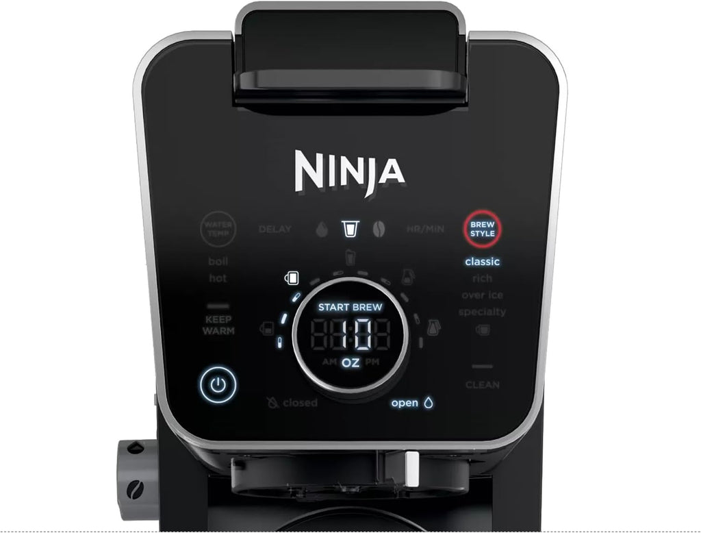 Ninja CFP301 DualBrew Pro Specialty 12-Cup Drip Maker with Glass Carafe, Single-Serve for Coffee Pods or Grounds, with 4 Brew Styles, Frother & Separate Hot Water System, Black