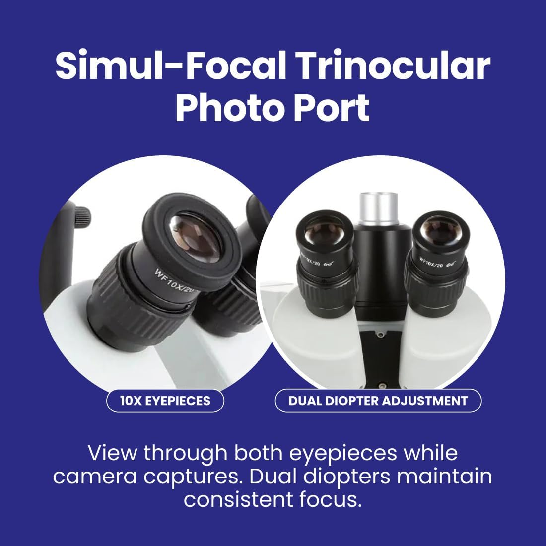 AmScope SM-4TPZ Professional Trinocular Stereo Zoom Microscope with Simultaneous Focus Control, WH10x Eyepieces, 3.5X-90X Magnification, 0.7X-4.5X Zoom Objective, Ambient Lighting, Double-Arm Boom Stand, Includes 0.5X and 2.0X Barlow Lens