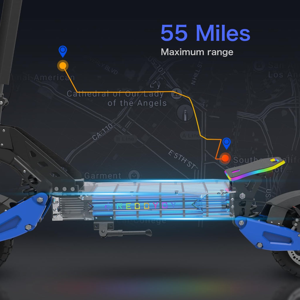 Electric Offroad Scooter 40-50 MPH Fastest Dual Motor Adult Scooter, 5000W Peak, 55-Mile Long Range, 10.5' Off-Road Tires, 60V 25Ah Battery