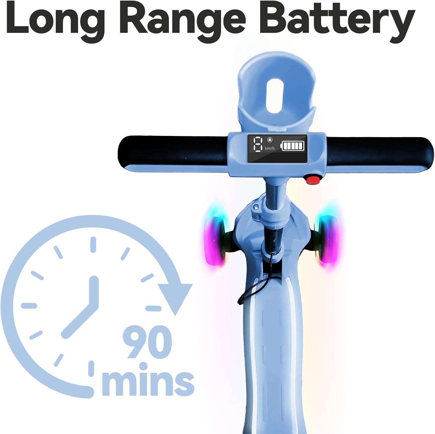 3 Wheel Electric Scooter for Kids Ages 3-10, w/Storage Basket, LCD Screen, Full Body Lights Up, Wide Deck, 5Mph Safe Speed, 90min Riding, Balance Foldable Kick Scooter for Boys & Girls