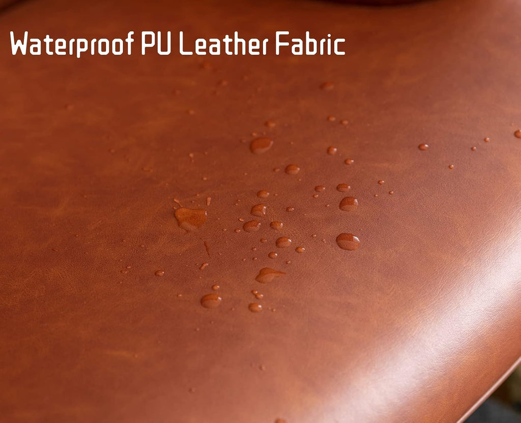 Shunzhi Pu Leather Nursery Rocking Armchair, Modern Reading Accent Chair for Living Room, Bedroom, Office, Small Spaces, Brown