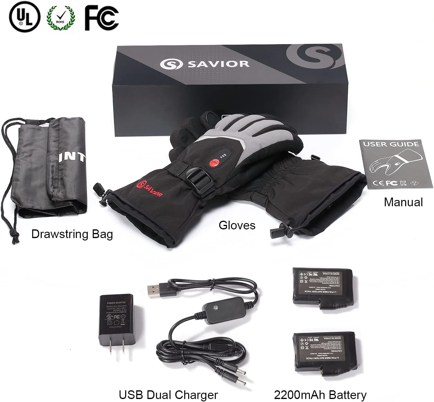 SAVIOR HEAT Rechargeable Heated Gloves with 3 Heating Levels - Electric Ski Gloves, Touchscreen, Waterproof for Men Women