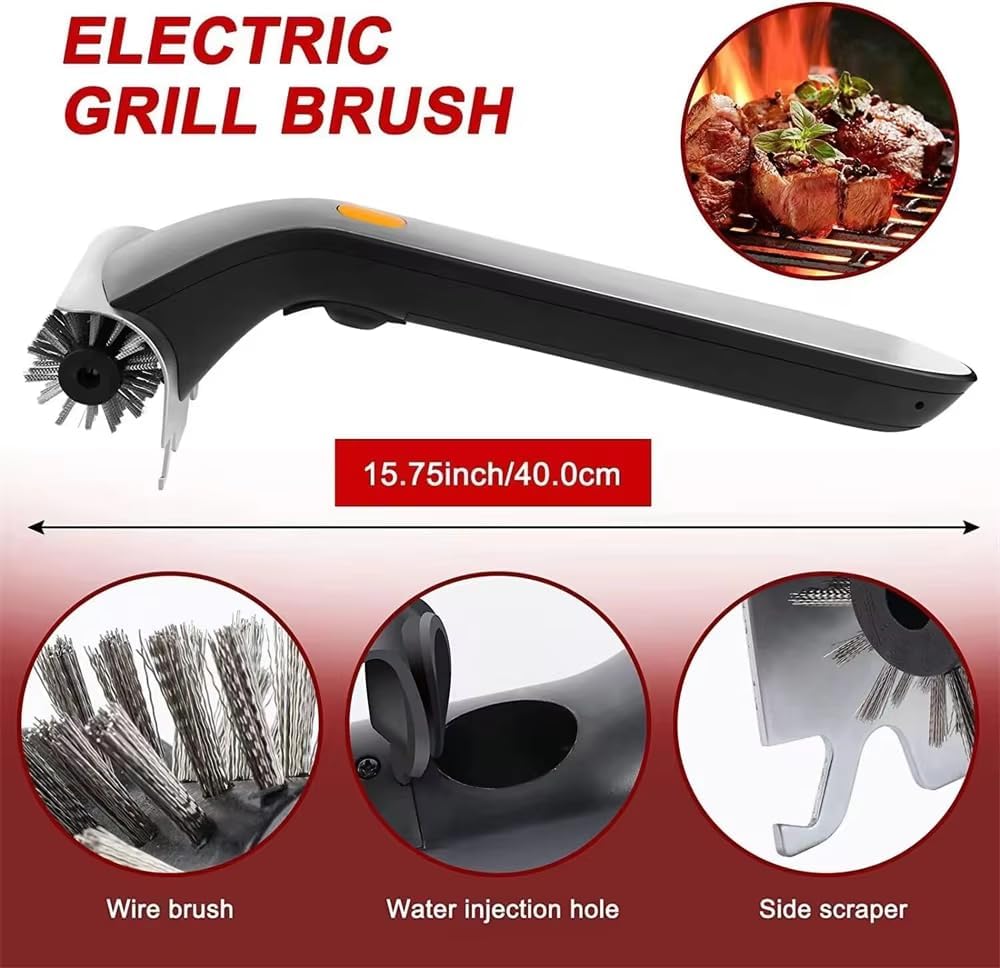 Electric Grill Cleaning Brushes Brush and Scraper with Water Reservoir Steam BBQ Cleaner for Bristles Grill Brush Charcoal Scraper Gas Cook Tool (Rechargeable Model (with 3000 mAh Lithium Battery))