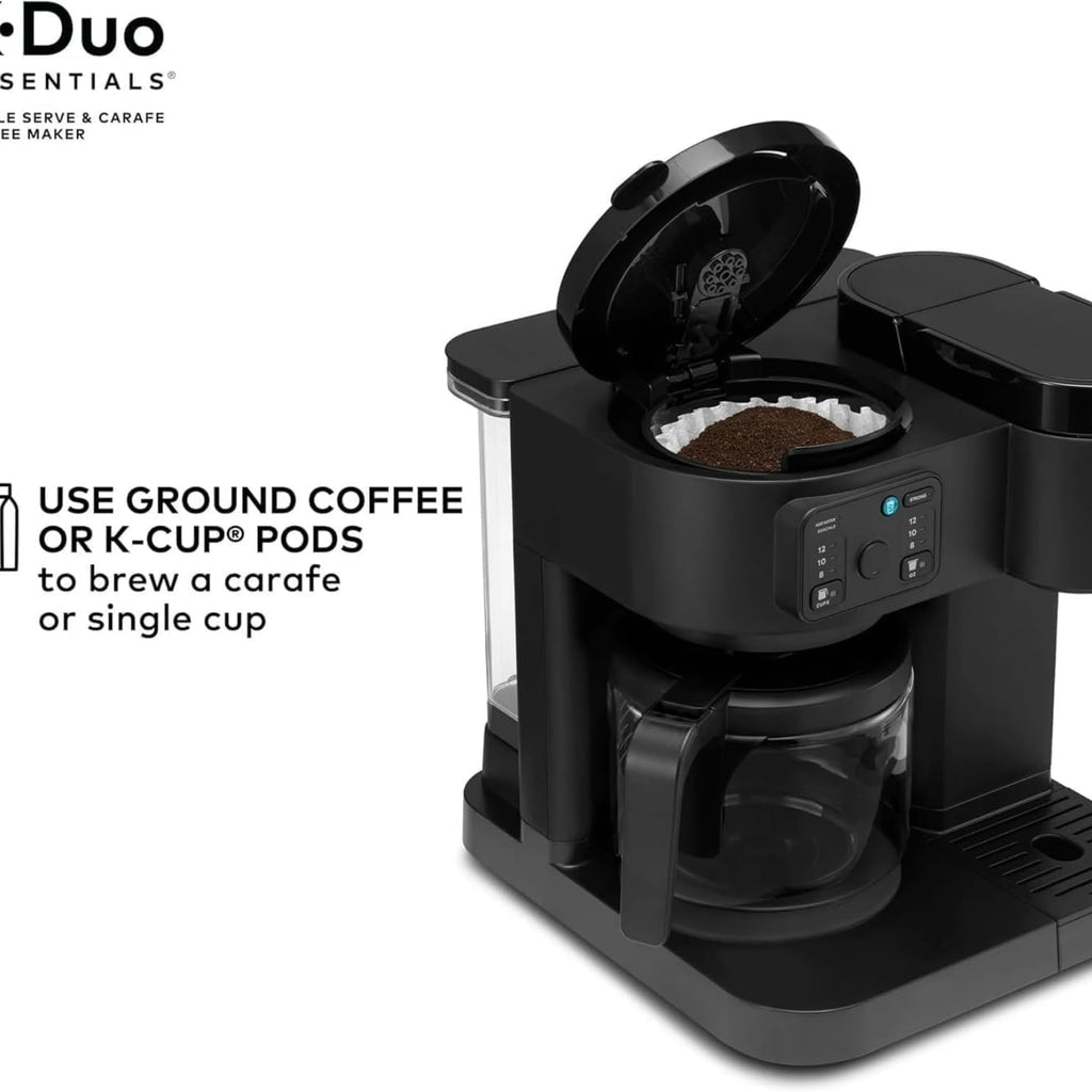 K-Duo Essentials Coffee Maker for Hot and Iced Drinks, Single Serve KCup Pod Brewer and 12 Cup Carafe Drip Coffee Pot, 72 oz Water Reservoir,Pause & Pour Feature, Perfect for Home & Office Use