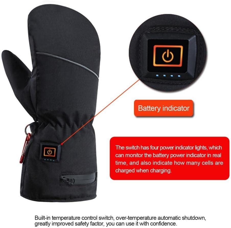 Winter Thermal Ski Cycling Heating Glove Men Women Electric Heated Gloves with 2pcs Battery Hand Warmer Mitten