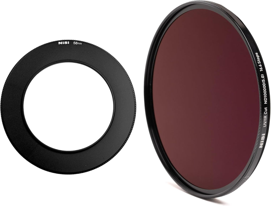 NiSi 58/82 ND5.0 Bundle - 82mm UV/IR Cut ND100000 (16.6 Stops), Low-Profile Aluminum 58-82mm Step-up Adapter Ring - Celestial Event Photography Neutral Density Filter