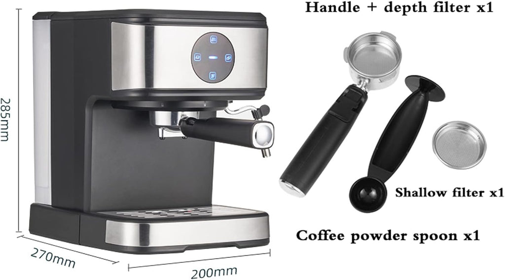 Coffee Machine Espresso Machine Office Small Italian Milk Frother Coffee Machine, 20 Bar Espresso Maker, 92°C Temperature Control, Suitable for Cappuccino Mocha