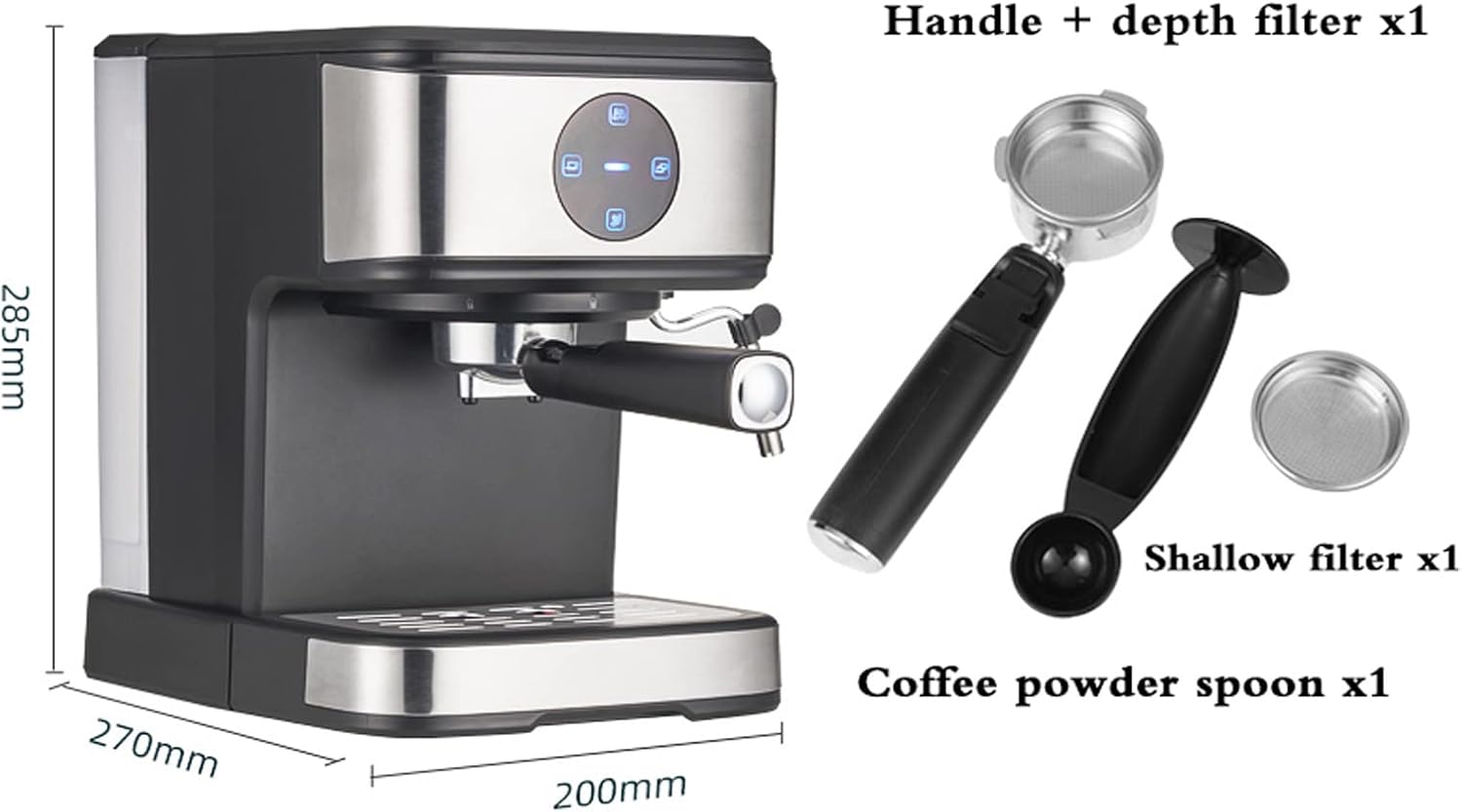 Coffee Machine Espresso Machine Office Small Italian Milk Frother Coffee Machine, 20 Bar Espresso Maker, 92°C Temperature Control, Suitable for Cappuccino Mocha