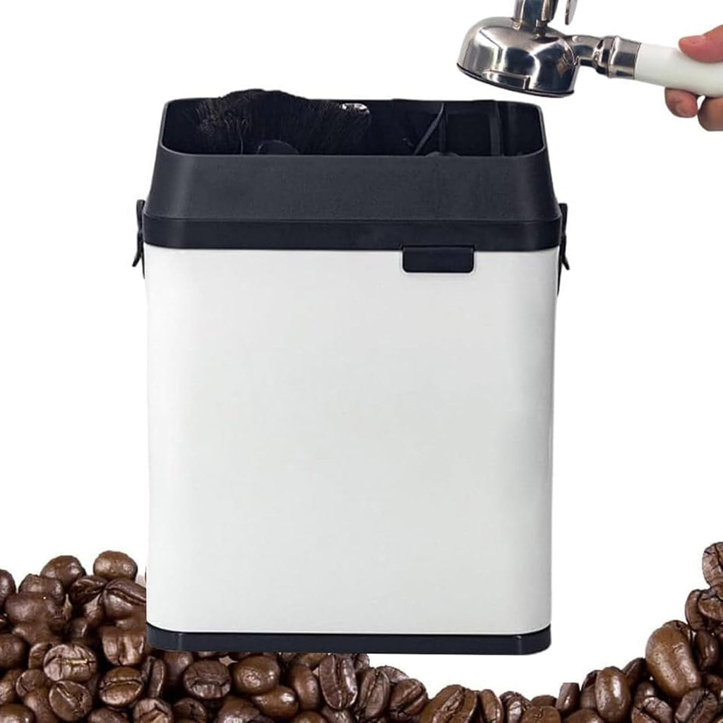 Electric Portafilter Cleaning Machine,Coffee portafilter Cleaner,Commercial Automatic Coffee Grounds Cleaner,with 2 Scrapers and 1 Brush Head (White)