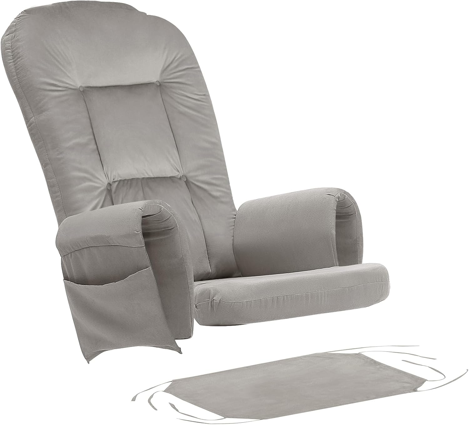 BECHAEO 5PCS Velvet Glider Rocker Replacement Cushions with Ottoman Cover Soft Thicken Rocking Chair Cushion Set for Indoor Nursery Glider Rocking Chair, Greige