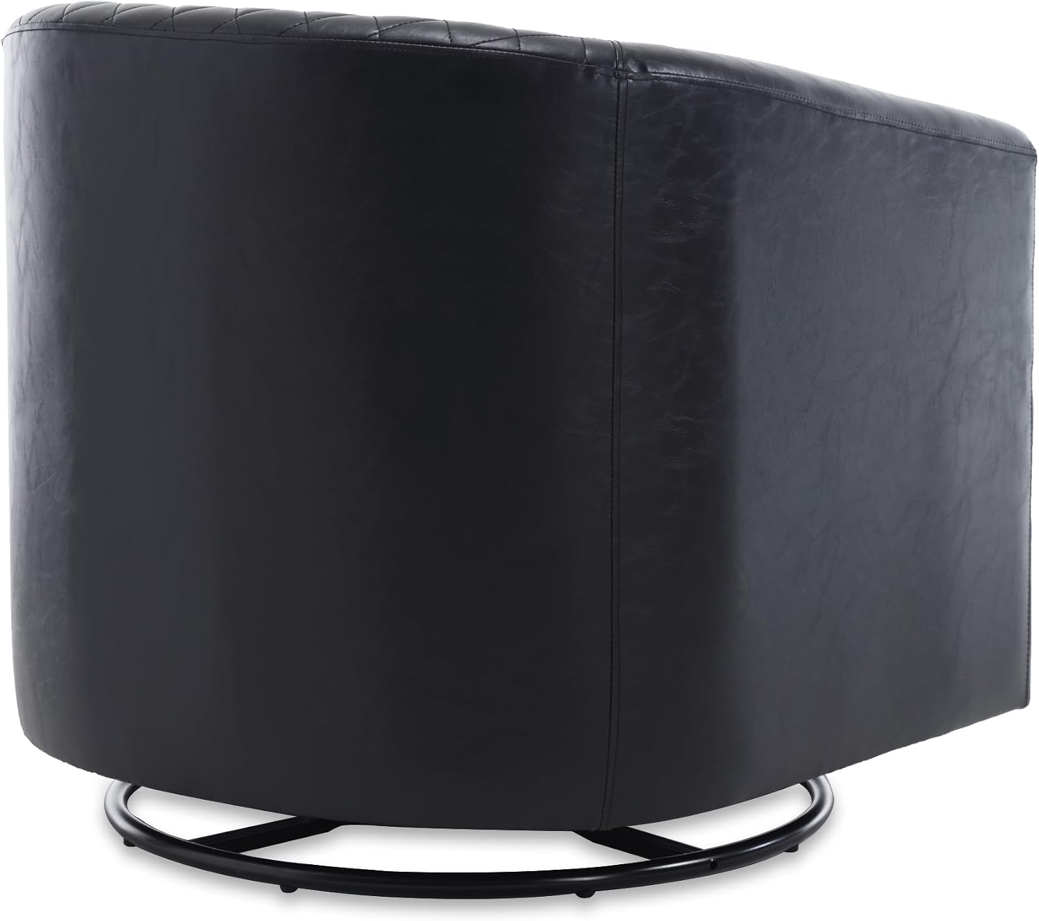 Modern Swivel Rocker Accent Chair Armchair Round Swivel Barrel Chair, 360° Rotating and Glide Back and Forth, Black PU Leather