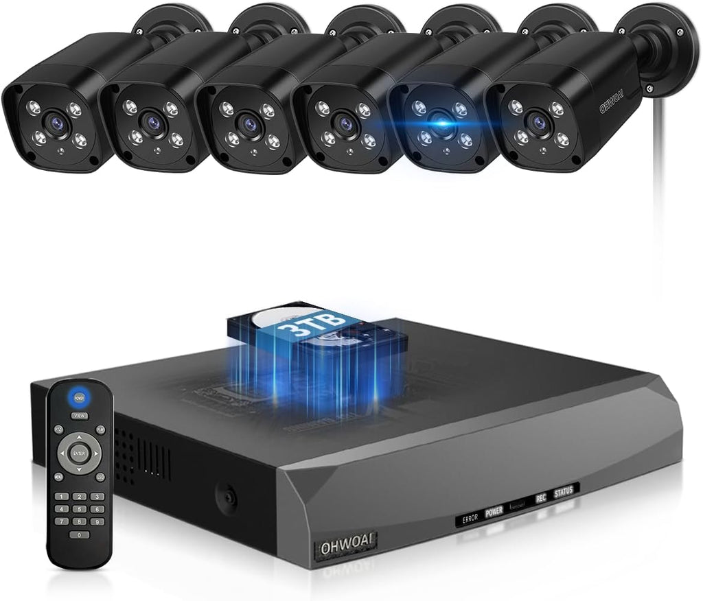 《4K Ultra HD & 100FT IR Night Vision》PoE Outdoor Security Camera System, Wired Cameras for Home Security, NVR Video Surveillance Kit with Motion Detection