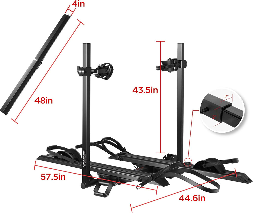 YOUNG ELECTRIC 200LBS EZ-FOLD Aluminum 2-Ebike Carrier with Ramp for Bikes and Electric Bike, Car SUV Truck Van RV and Trailer