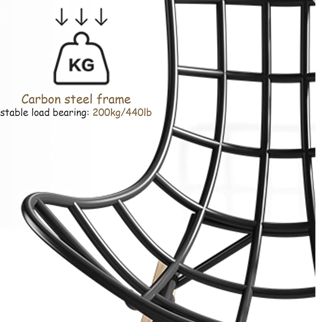 Oversized Rocking Chair for Nursery, Indoor Big Comfy Chair with High Back, 440lb Capacity Reclining Papasan Chair for Living Room (Gry)