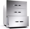Outdoor Kitchen Drawer BBQ Drawer Outdoor Kitchen Access Drawers Horizontal- Stainless Steel Double Drawers for Outdoor Kitchen Grilling Station Or BBQ Island,16Wx23Dx21H