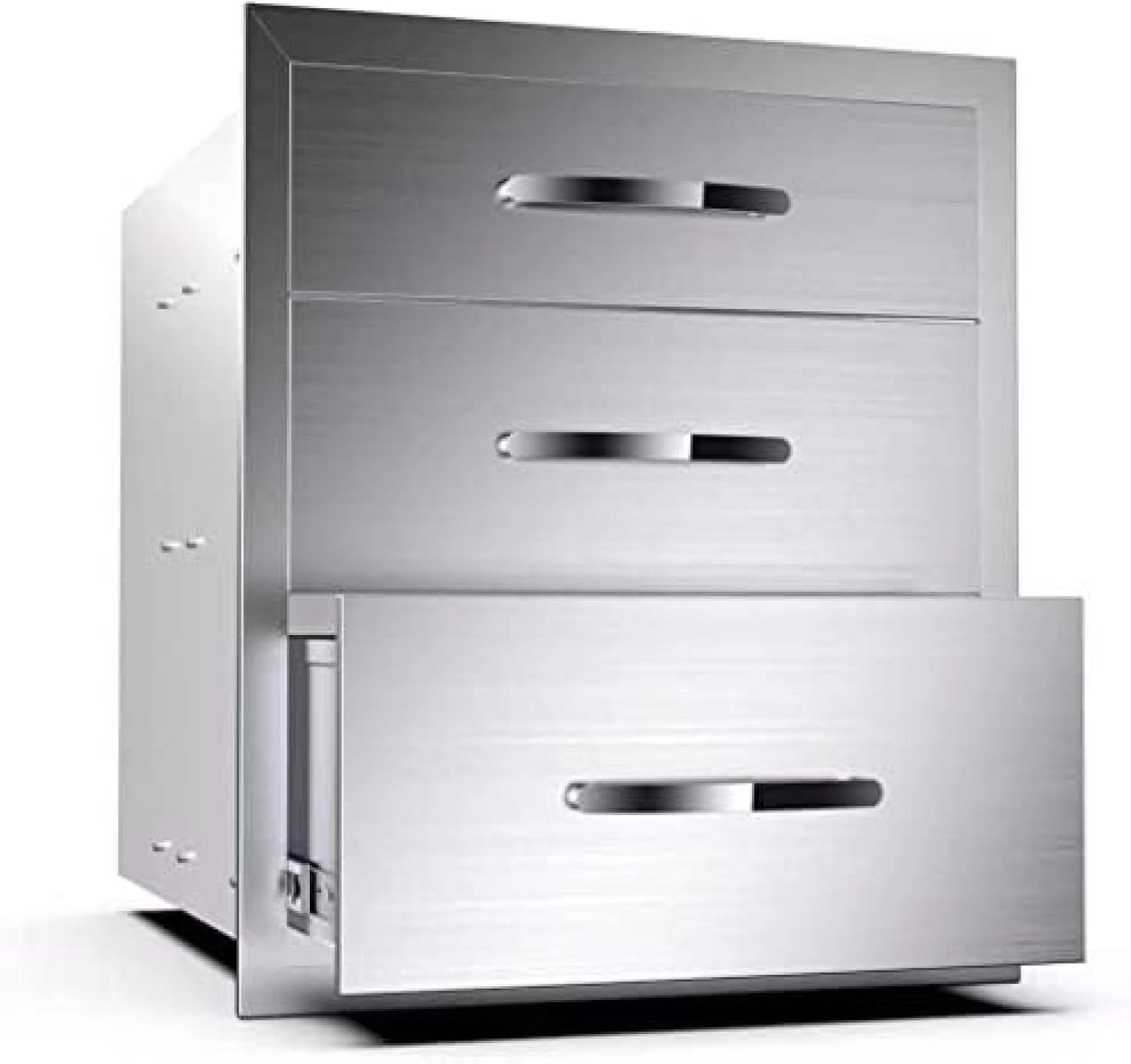 Outdoor Kitchen Drawer BBQ Drawer Outdoor Kitchen Access Drawers Horizontal- Stainless Steel Double Drawers for Outdoor Kitchen Grilling Station Or BBQ Island,16Wx23Dx21H