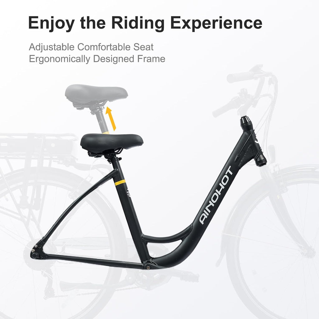 Urba Electric Bike for Adults, 500W Ebike, 28' Step-Thru Electric Bicycle, 15MPH 56Miles E Bike for Men, Removable Battery City Lectric Ebike with Aluminum Alloy Frame