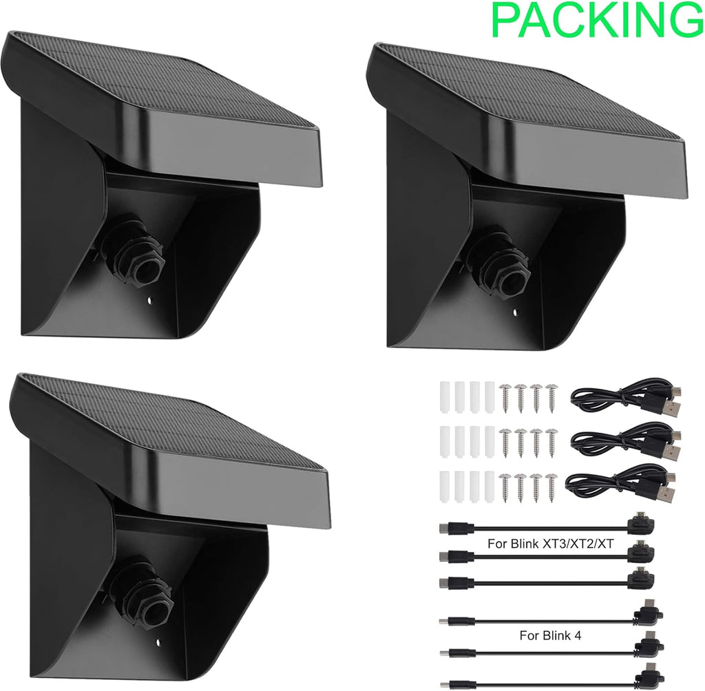 Uogw 3PACK Solar Panel Charging Mount Compatible with Blink Outdoor 4 (4th Gen)/Blink Outdoor (3rd Gen) XT3/XT2/XT Camera,Weatherproof,Internal 3300mAh Rechargeable Battery Continuously for 365 Days