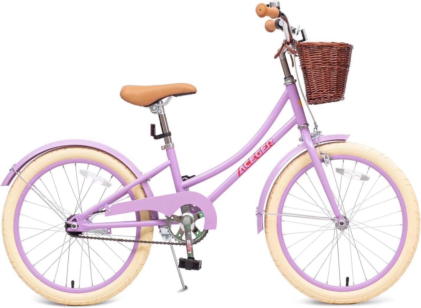 ACEGER Retro Princess Kids Bike with Basket for 3-12 Years Old Girls, Included Coaster Brake & Caliper Brake, 14 16 18 Inch with Training Wheels, 20 Inch with Kickstand, Vintage Bicycle for Gifts.
