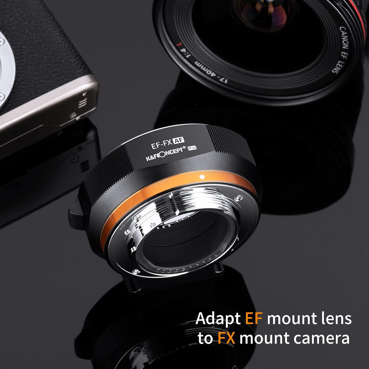 K&F Concept Auto Focus EF/EF-S to FX Lens Mount Adapter, Electronic Lens Mount Adapter Ring Compatible for Canon EF EF-S Mount Lens to Fuji FX Mount Cameras