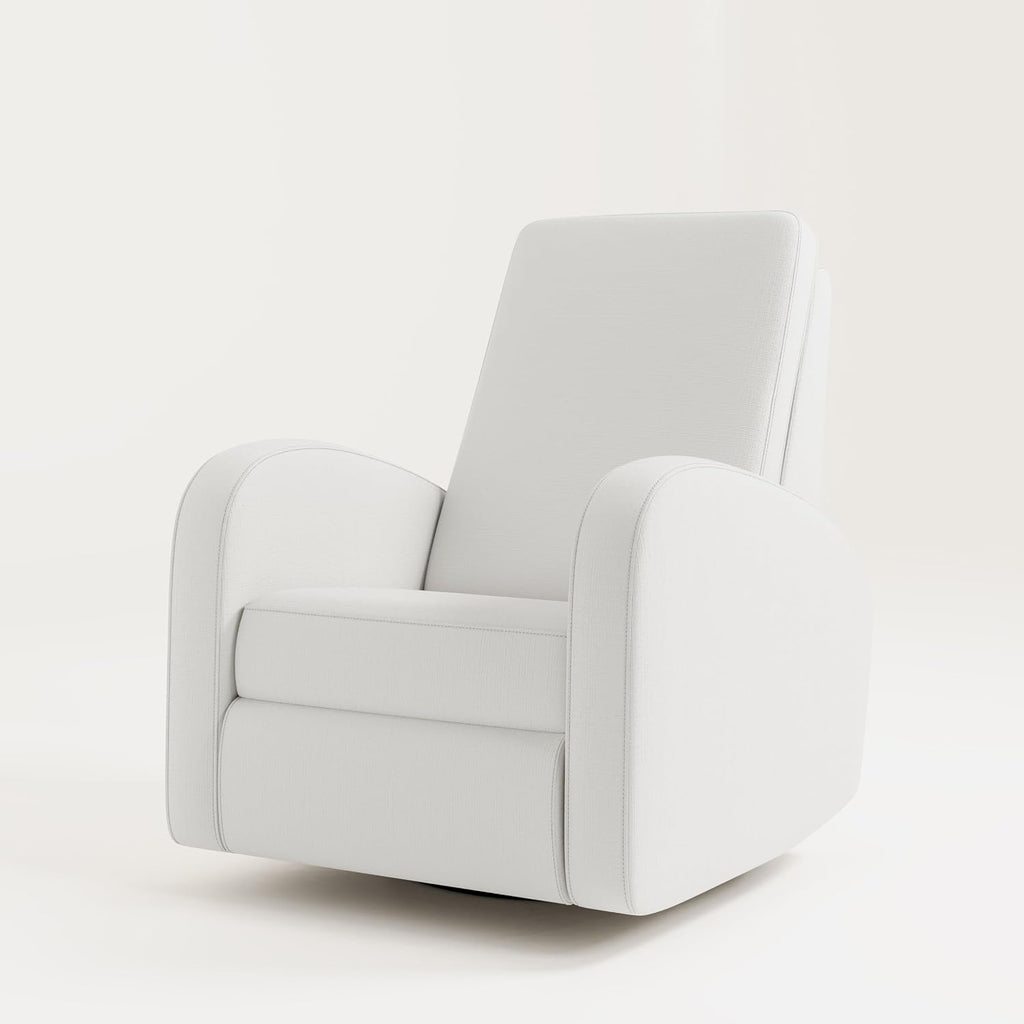 Storkcraft Santa Monica Power Recliner Swivel Glider (Ivory Basketweave) – Effortless Electronic Power Recline, USB-A & USB-C Charger