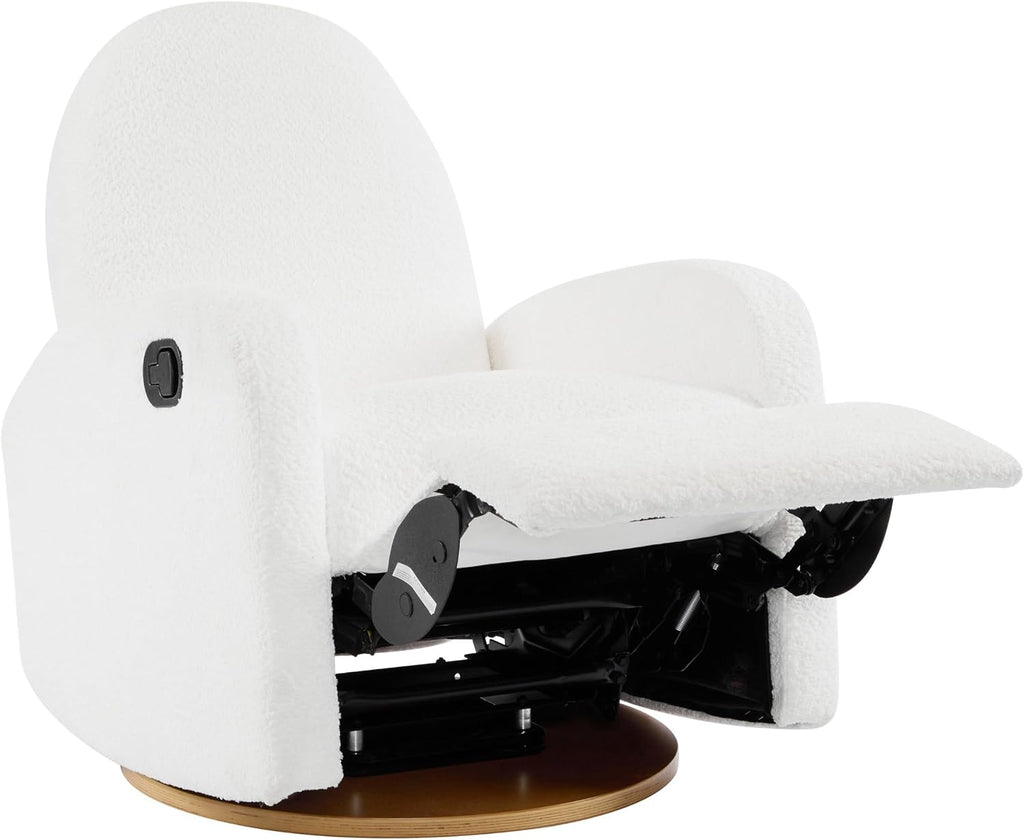 GDFStudio Swivel Glider Recliner Chair Nursery Rocker Recliner Chair with Boucle Upholstered High Back Single Seat Sofa Chair with Deep Seat Manual Nursing Reclining for Living Room, Beige