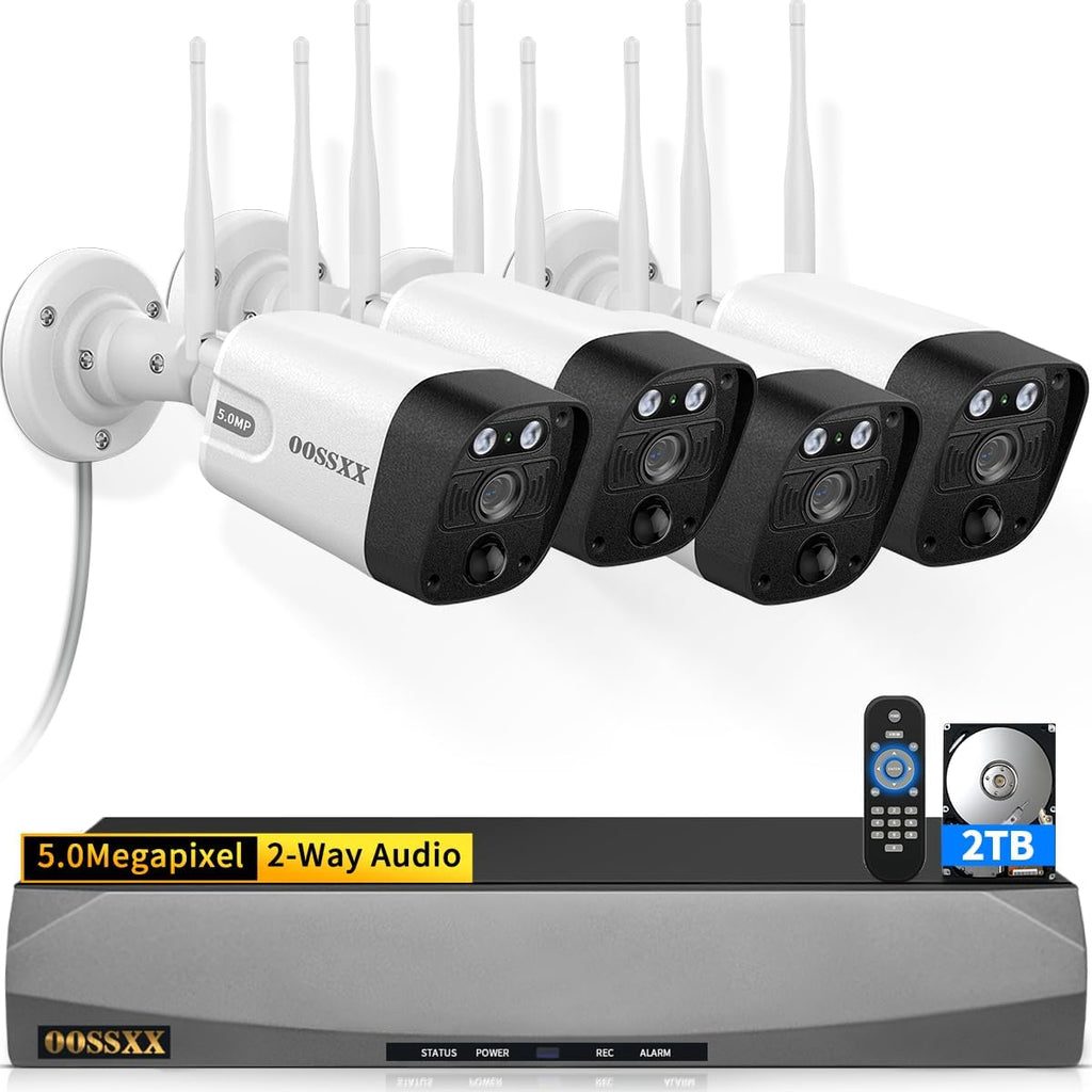 (2026 Update 120 Days Storage) Wireless WiFi Outdoor Security Camera System with Dual Antenna Cameras, 55% Stronger Signal, 130° Wide Angle, 2-Way Audio, No Monthly Fee, Home NVR Security System