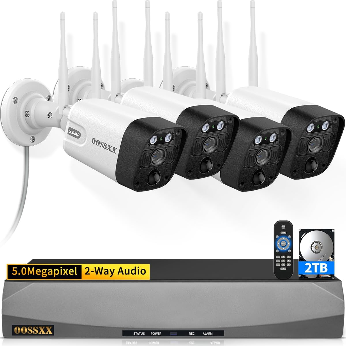 (2026 Update 120 Days Storage) Wireless WiFi Outdoor Security Camera System with Dual Antenna Cameras, 55% Stronger Signal, 130° Wide Angle, 2-Way Audio, No Monthly Fee, Home NVR Security System