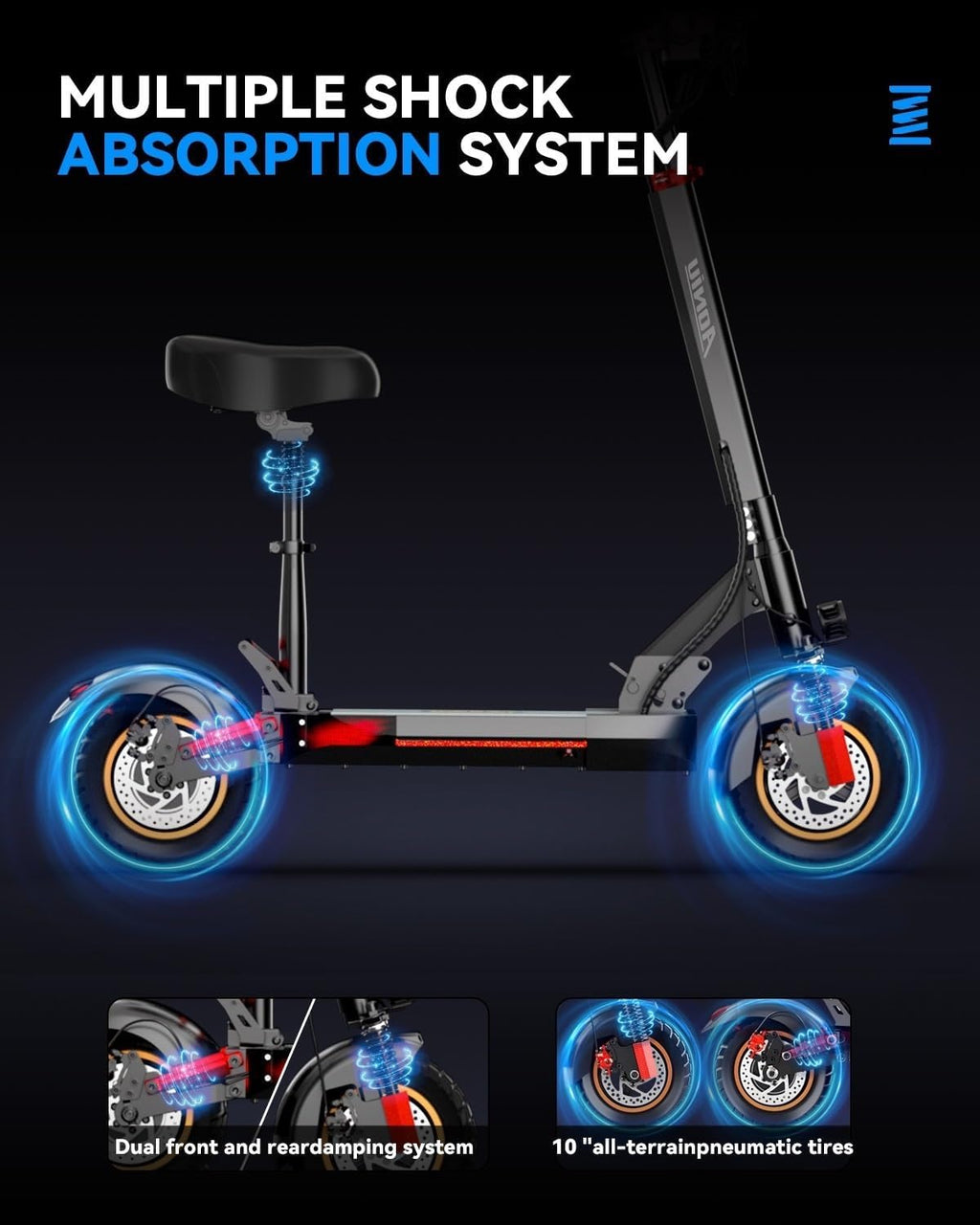 M4 Electric Scooter for Adults Escooter with Seat Off Road E Scooter 25-30mph Fast 300 Lbs+ Heavy Duty Electric Scooters Long Range 31 Miles All Terrain Foldable for Teens Commuting