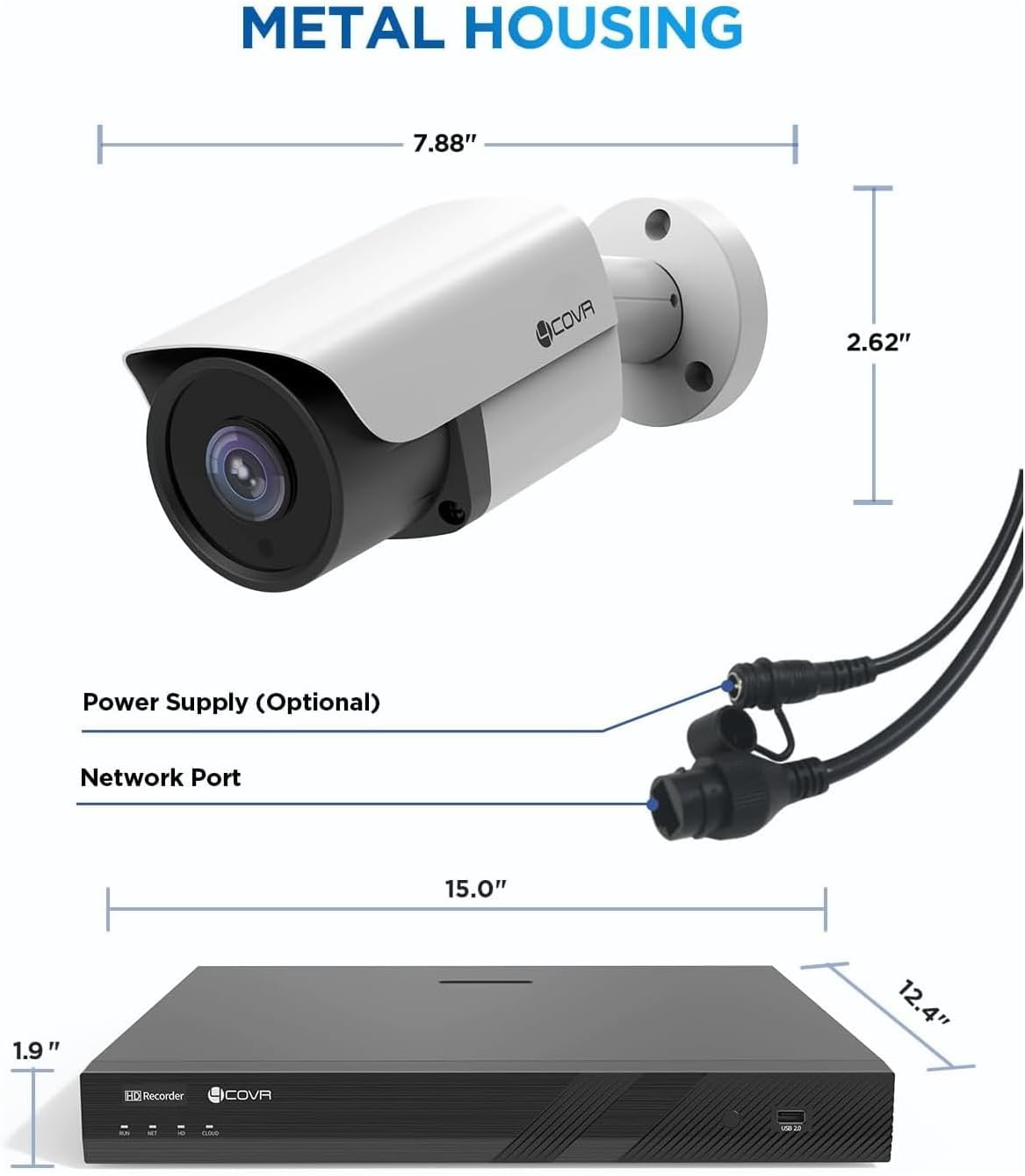 4COVR 16 Channel PoE Security Camera System, AI Human/Vehicle Detection, 16CH 4K NVR 4TB HDD, 12Pcs 8MP Wired Commercial Bullet IP Camera IP67 Night Vision, Business Surveillance Outdoor, LY37EX8M1612