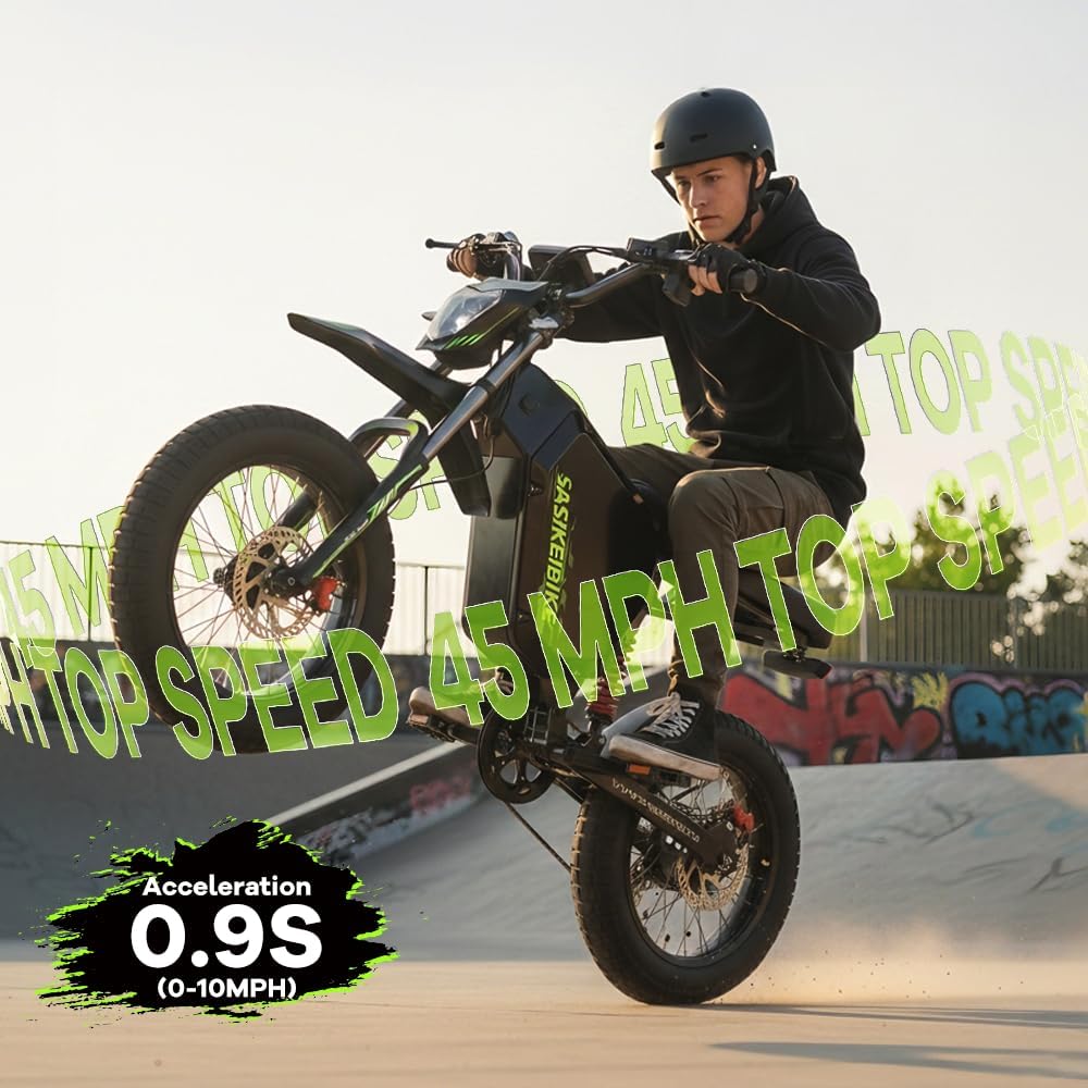 3000W Motor Peak Electric Motorcycle for Adults, 52V 35AH 45MPH+ Ebikes for Adults,20' Fat Tire Electric Dirt Bike,100 Miles Mountain Off-Road E Dirt Bike,Dual Hydraulic Brakes UL Certified