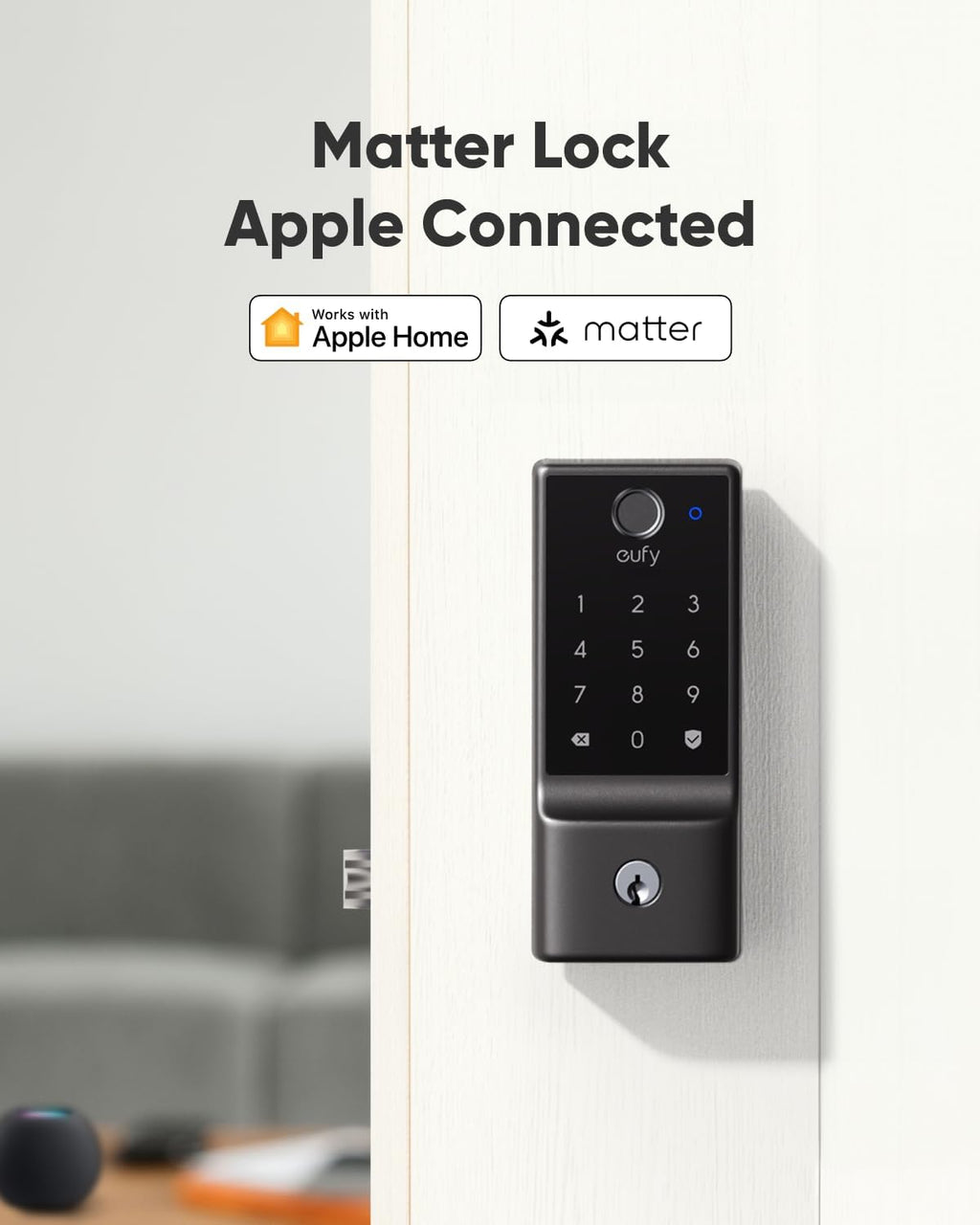 eufy Security Smart Lock E31, Fingerprint Keyless Entry Door Lock for Front Door, Built-in WiFi Deadbolt, App Control, Supports Matter, Apple Home, Alexa, Google, 10000mAh Battery, Auto Lock