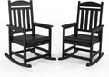 VINGLI Outdoor Rocking Chair Set of 2, Patio Rocking Chair with Higher Backrest, Outdoor Rocker with Comfortable Seat, All Weather Rocking Chair for Garden, Yard, Balcony, Black