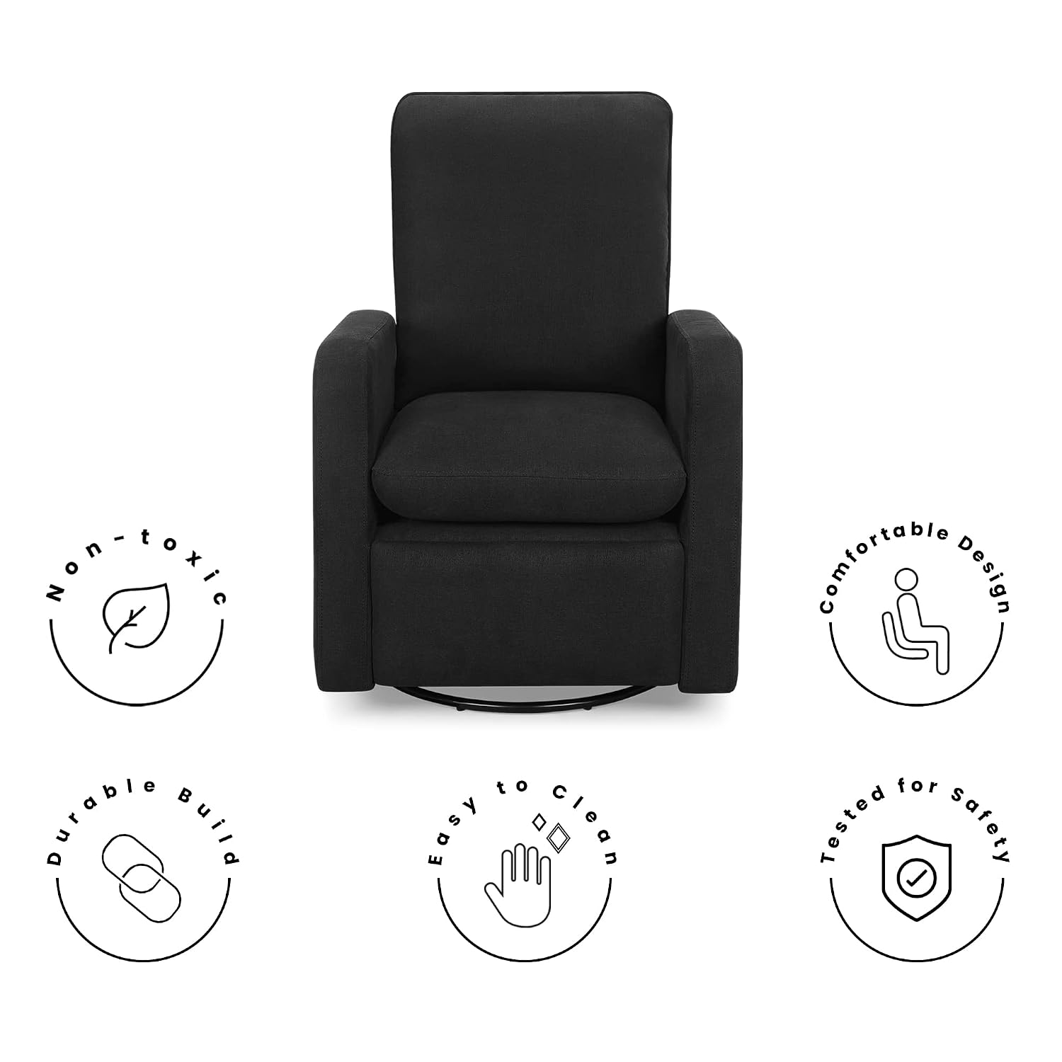 GAP babyGap Cloud Recliner with LiveSmart Evolve - Sustainable Performance Fabric, Jet Black